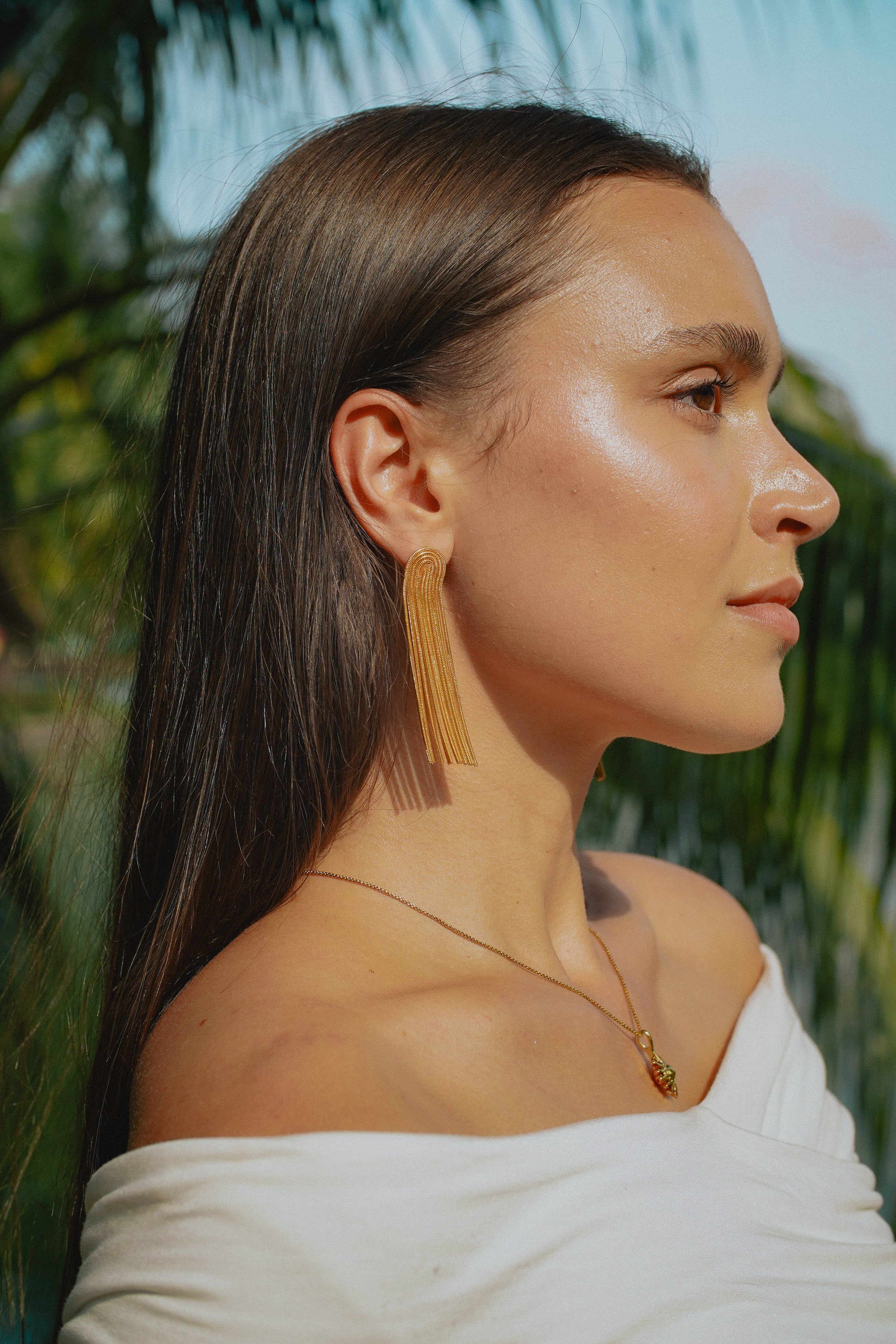 LYRA Goldene Fransenohrringe