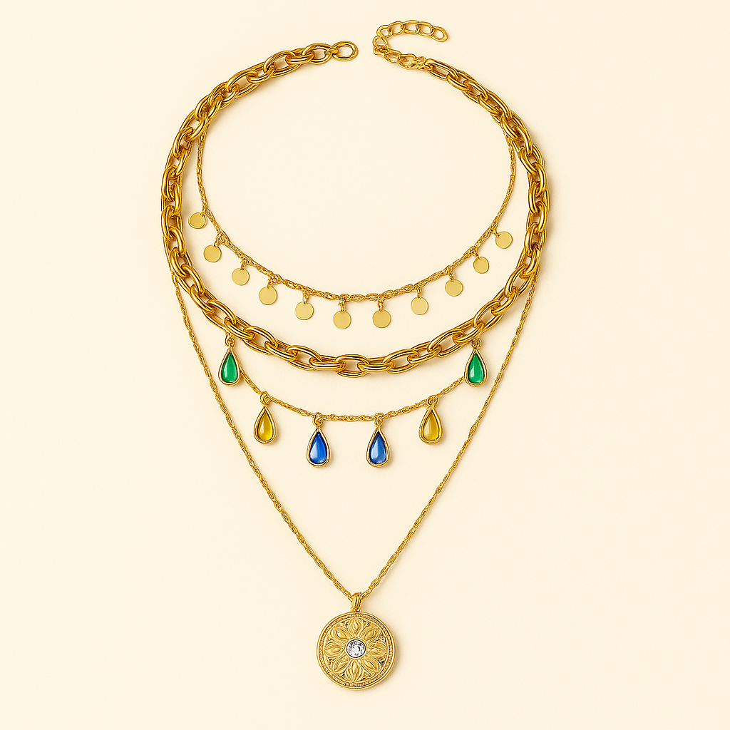 FOR HER Layered Crystal Necklace